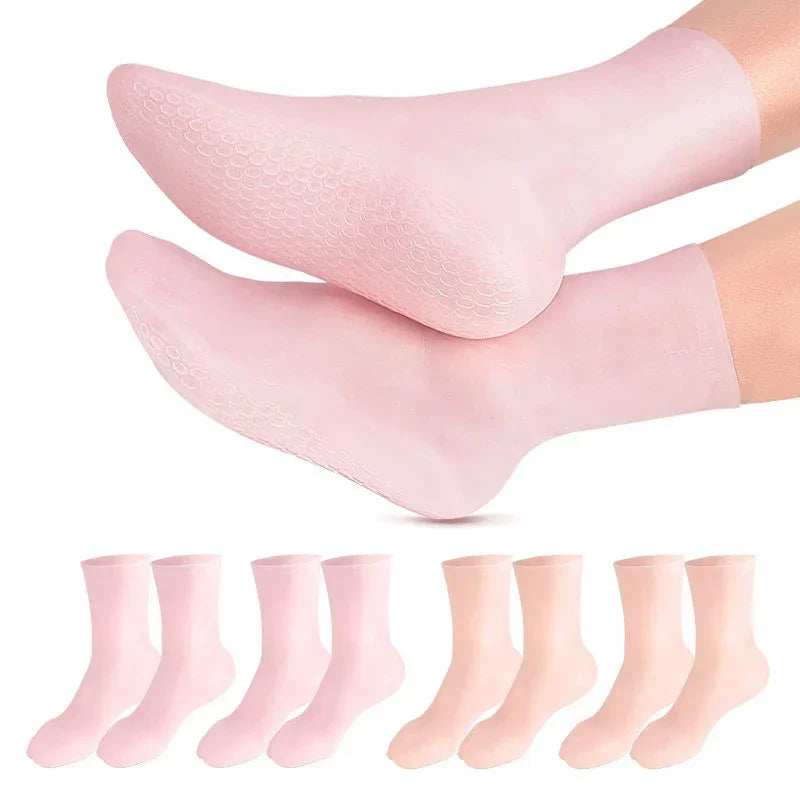 2 Pares de Meias de Silicone Hidratantes para Pés Secos e Rachados